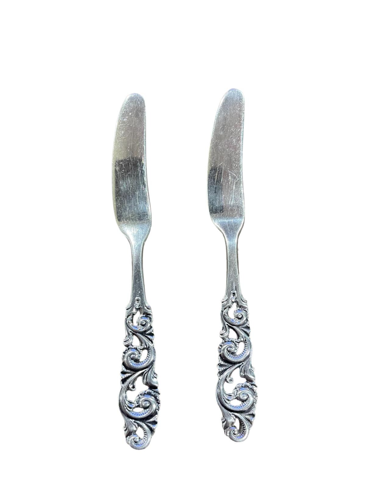 Tele Pattern Silver Pair of Vintage Norwegian 830 Silver Butter Knives by Brødrene Mylius ...