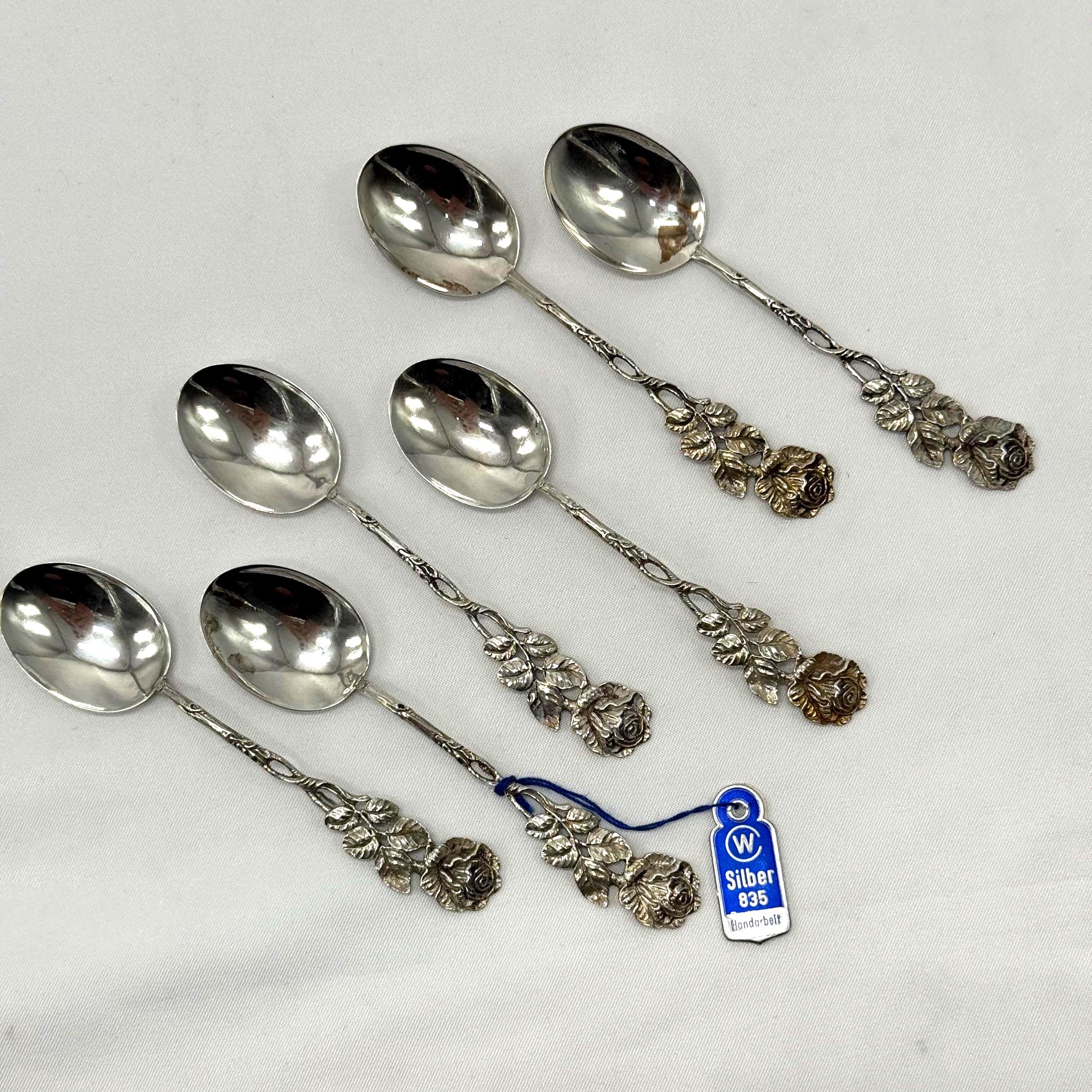 Christoph Widmann Hildesheim Rose 835 Silver Demitasse Spoons