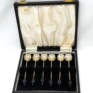 Antique Sterling Silver Coffee Spoons Set of 6 William Suckling Birmingham 1922