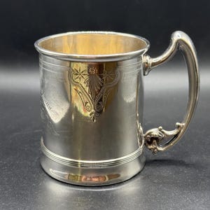 Antique 1875 Gorham Sterling Silver Engraved Mug Victorian Era Collectible