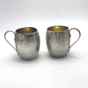 Pair Antique 19th C French Sterling Silver 950 Shot Cups Vieillard Mark