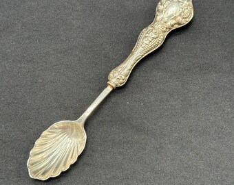 Antique Sterling Silver Shell Sugar Spoon - Sheffield & Chester Collaboration