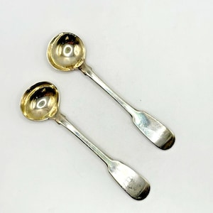 Colheres antigas de prata esterlina escocesa para condimentos de 1836, de William Scott Edinburg