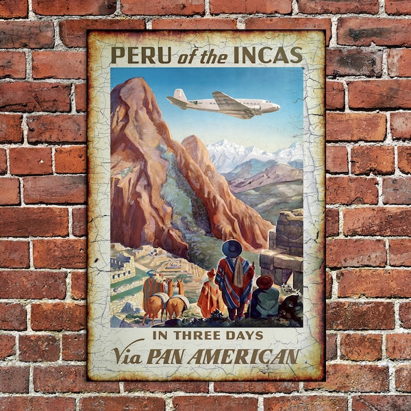 Peru Postal Metal Póster Sign, Peru Postal, Peru Postal Sign, Hipster Lover Gift, Incas Postal Póster, Wanderlust lover, Travel Lover
