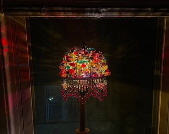 Beaded Lampshade with Fringe Handmade