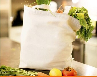 10 Pack - Tote Bags with Handles Natural Grocery Shopping Bags, Reusable Bags, Washable Bags For Grocery (100% Cotton - Eco Friendly)