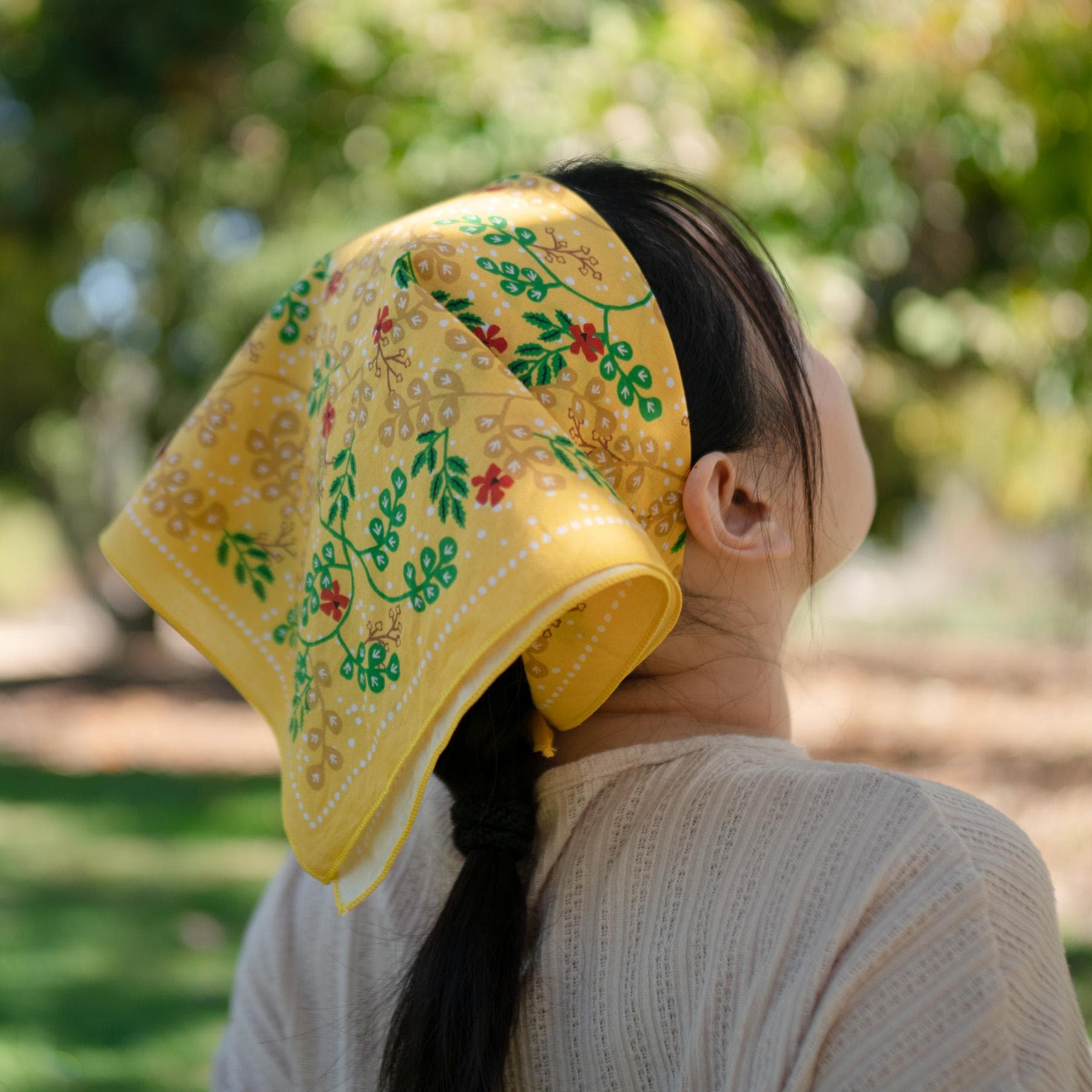 Bandana fleuri lapin couleur automne jaune : bandeau cottage en coton, foulard, enveloppe pour cheveux bohème hippie, foulard mignon, cadeau pour elle, fille