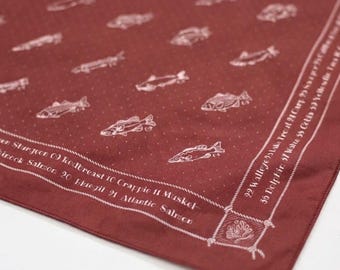 Fishing Lure Bandana - Walleye, Trout, Carp Print - Cotton Fishing Neck Gaiter & Face mask, Gift for Anglers, Outdoors Dad, Boyfriend