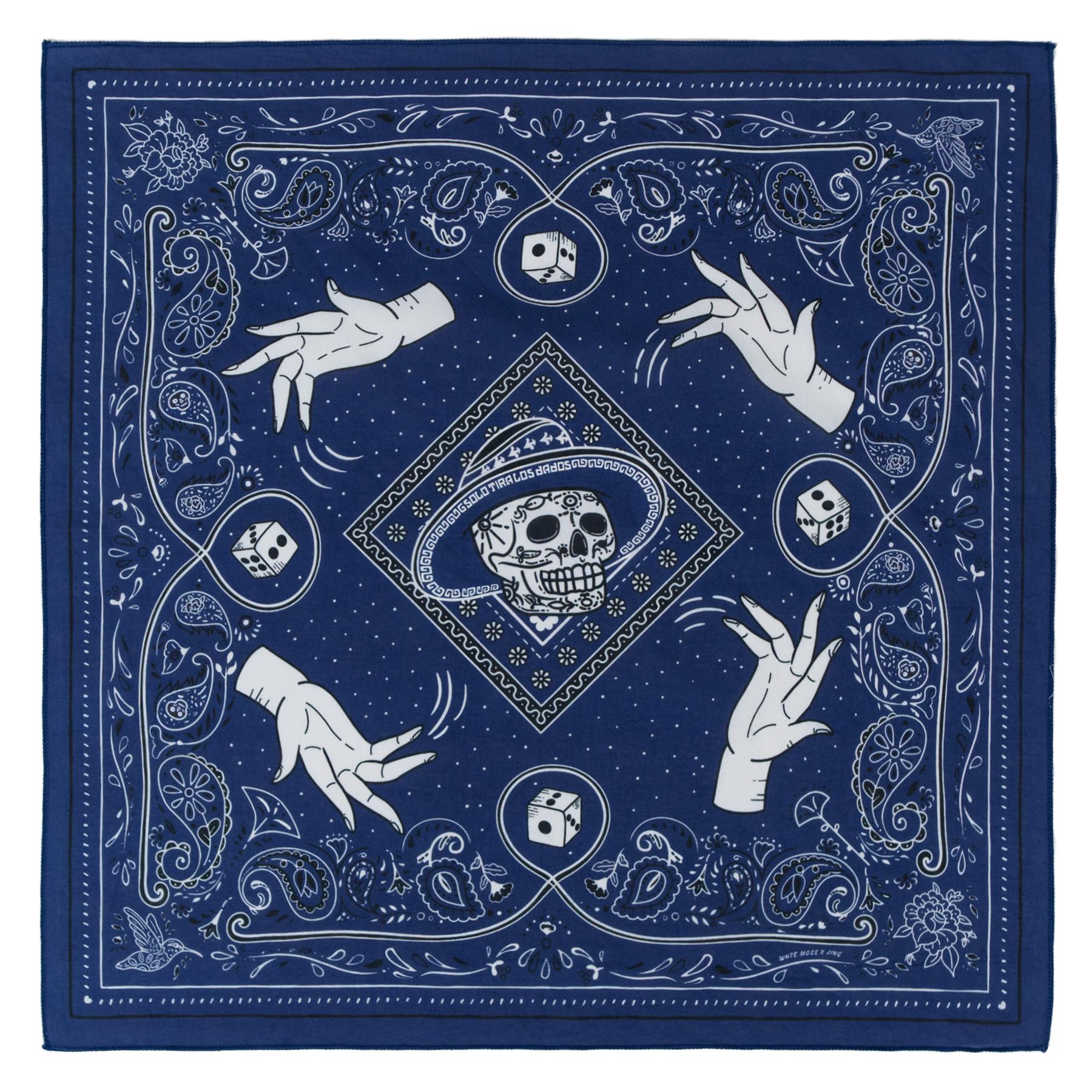 Black Skull Cotton Bandana – Spooky Gothic Scarf, EDC Handkerchief