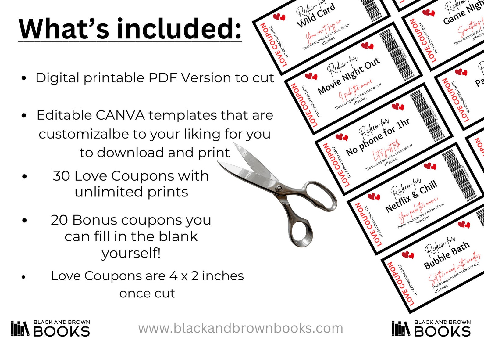 50 Love Coupons Printable Including Customizable Templates in CANVA - Etsy