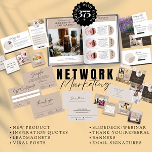 Netwerkmarketing, Slidedeck, Bestemmingspagina, Leadmagneet, Visitekaartje, Facebook-banners, Opbeurende Instagram-citaten, Evenementcovers