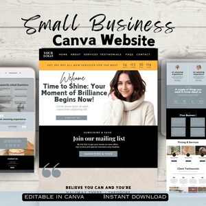 Canva-websitesjabloon voor kleine bedrijven, Canva-websitesjabloon, sjabloon landingspagina coachwebsite, cursuswebsite