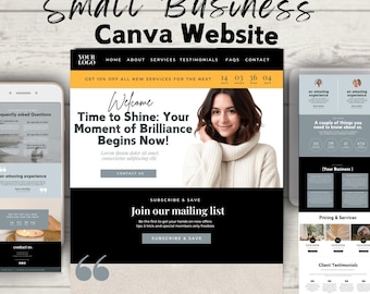 Canva Website Template For Small Business, Canva Website Template, Coach Website Landing Page Template,  Course Website