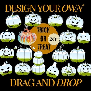 Design Your own Pumpkins, Trick or Treat, Drag and Drop Canva Elements, Halloween Pumpkin Frame, Fill Your Own, PNG Autumn, Sublimination