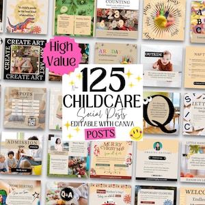 Postagens de mídia social sobre creches, postagens sobre centros de aprendizagem infantil, modelos de creches do Instagram Canva, creches familiares, postagens do Insta sobre a primeira infância