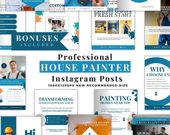 House Painter Instagram Posts, Professional Painting Social Media Posts, Painter Templates, Painting Contractor Content Marketing