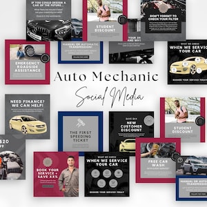 Auto Mechanic Social Media Posts,  Instagram Car Garage Service, Automotive Mechanic Marketing Templates, Car Repair Content