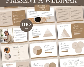 Webinar Presentation Slidedeck, Online Course Slides, Webinar Slides, Pitchdeck Canva Templates, Course Launch Slides, Slide Show