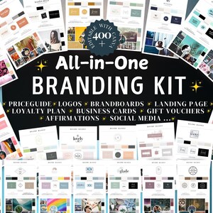 Kit de branding, Panneaux de marque, Cartes de fidélité, Image de marque d'entreprise, Chèques-cadeaux, Modèle de guide de marque, Cartes de visite, Tableau d'ambiance, Logo d'entreprise