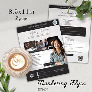 Notary Public Flyer, Signing Agent Flyer Template,  DIY Canva Flyer, Flyer Brochure Marketing, Notary Business Advertisment, NTPBLU