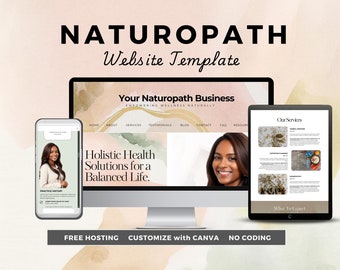 Naturopath Website Template, Business Branding, Website-Design für Alternativmedizin, Naturheilkunde Landing Page, Canva Template, Wellness-Seite