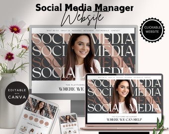 Canva Website Template für Social Media Player, Anklickbare Landing Page, Sauber Einfach, Sclaufe Website, Business,Service, Minimalistisch