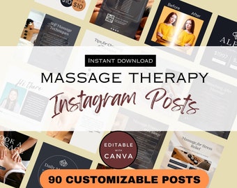Massage Therapy Canva Instagram Posts |  Massage Therapist Social Media | Massage Branding | Estheticians Template | Masseuse Insta Content