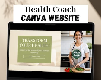 Sitio web de Health Coach, DESCARGA INSTANTÁNEA, Sitio web de Canva, Sitio web personalizable de Health Coach, Coach de bienestar, Salud holística, Coach de estilo de vida