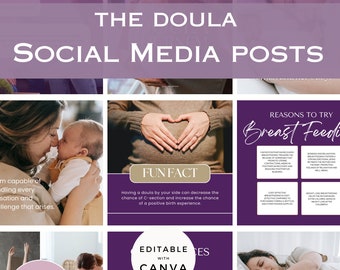 50 Doula Social Media Posts,  Instagram Doula Feed,  Birth Doula Marketing,  Lactation Consultant,  Post partum Doula Content