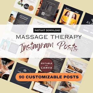 Massage Therapy Canva Instagram Posts |  Massage Therapist Social Media | Massage Branding | Estheticians Template | Masseuse Insta Content