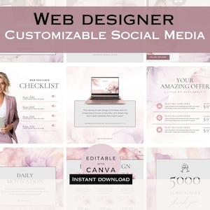 Elevate Your Web Design Brand: 30 Customizable Social Media Templates!  Webdesigner Social Media Posts  INSTANT DOWNLOAD  Canva