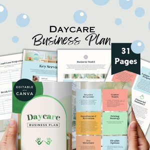 Daycare Business Plan Canva Template | Starting a Daycare | Preschool Business Planner | Childcare Small Business Plan