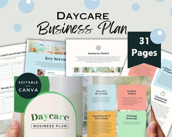 Plantilla de Canva para plan de negocios de guardería / Cómo iniciar una guardería / Planificador de negocios preescolar / Plan de negocios para pequeñas empresas de cuidado infantil