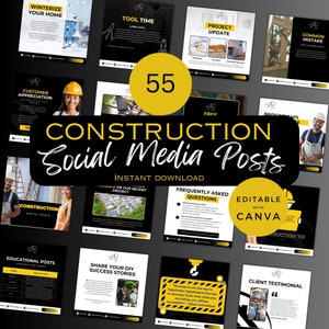 Construction Social Media Posts | Instagrame Construction Company Feed| Home Builder Marketing Socials | Contractor Template |New Contractor