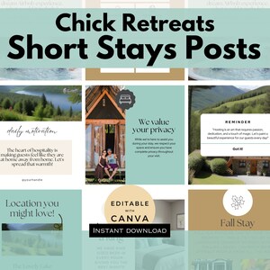 Short Stay Rental Social Media Posts Air BNB Posts INSTANT DOWNLOAD fully Customizable in Canva