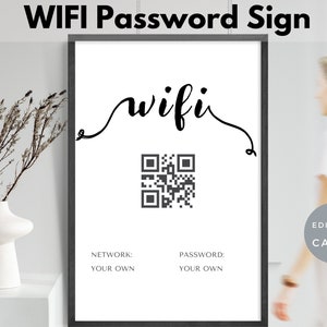 Wifi Password Sign,  QR code,  Internet Password,  AirBNB,  Wedding, VRBO Signage,  Rental Home,  Guest Room, Vacation House