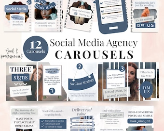 Social Media Agency Carousels, Content Creator IG Posts, Canva Template, Social Media Manager, Instagram Portrait Posts