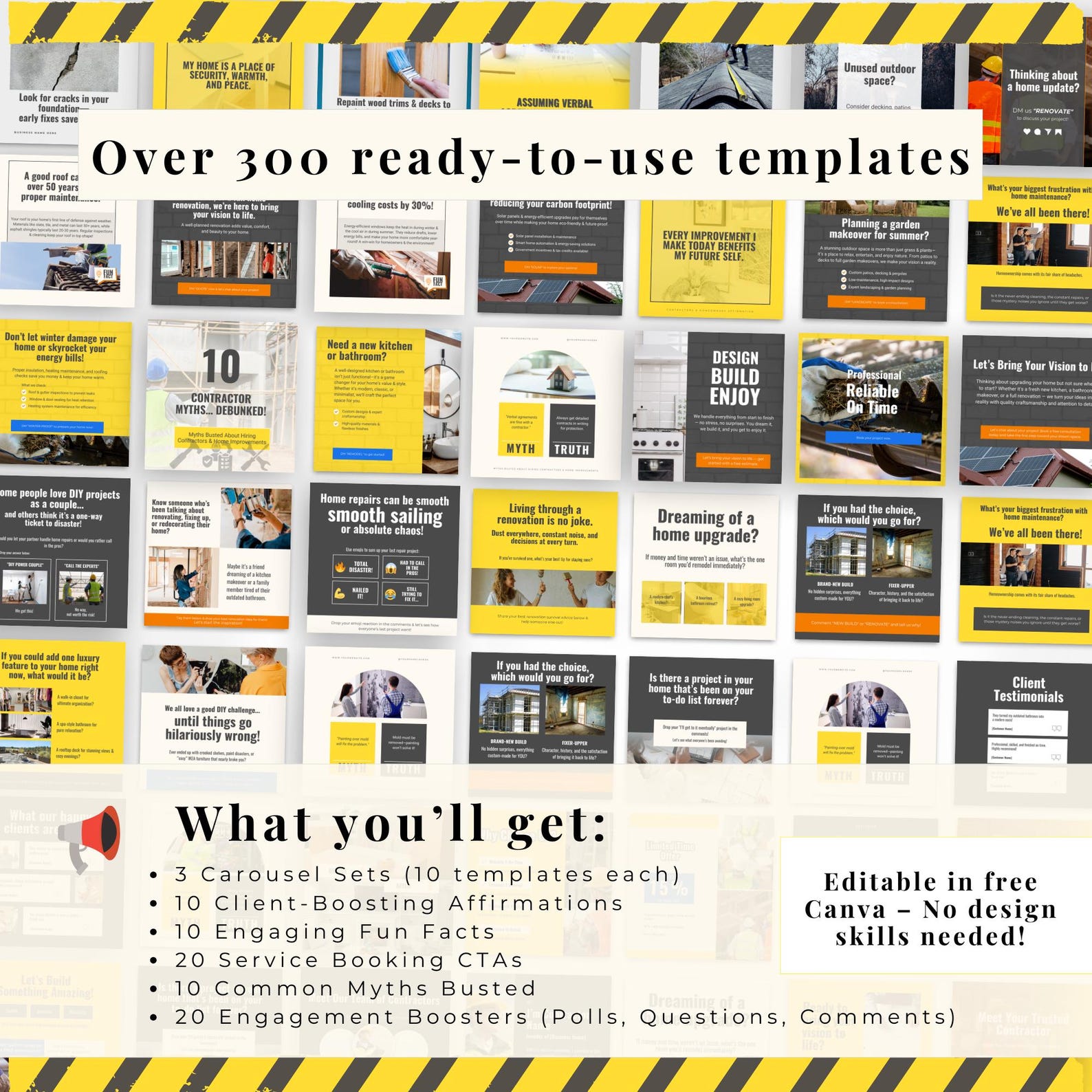 Contractor Posts Contractor Templates for Social Media, Canva Construction Business ...