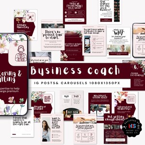 Instagram Posts for Business Coach 2025, Coaching Carousel Posts, Canva Templates,  Editable Social Media Templates for Coaches