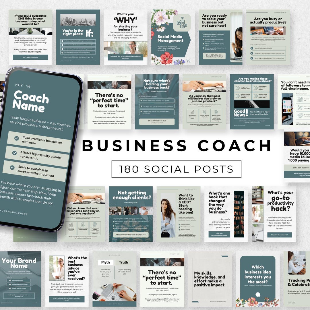 Business Coach Social Media Posts, Instagram Carousels, Editable Canva ...