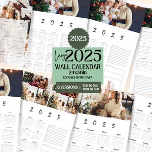 Custom Photo Calendar 2025, Yearly Wall Calendar,  Family Photo Calendar,  Personalised Gift, Canva Template