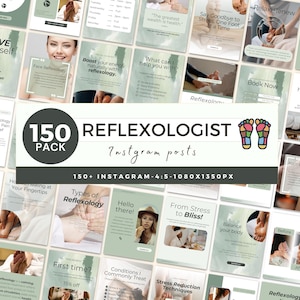 Reflexology Instagram Posts, Canva Templates,  Wellness Social Media Content, Reflexologist Social Media Marketing 2025 size, RFLGRN