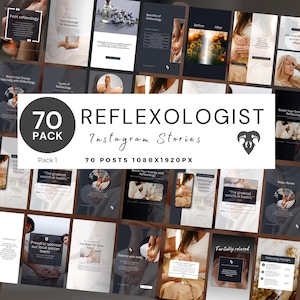 Reflexoloog Instagram-verhaalposten, reflexologie Insta Canva-sjablonen, IG-voetmassage Zakelijke marketing, bewerkbare holistische sociale media