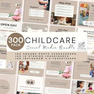 Childcare Social Media Bundle 2025,  Daycare Instagram Posts & Stories, Canva Templates for Early Learning Educator,  Editable Preschool IG