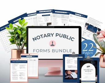 Notary Public  Forms Bundle, Loan Signing, Mobile Notary Travel fees, Invoices, Editable Canva Templates, Appointment Checklist, NTPBLU
