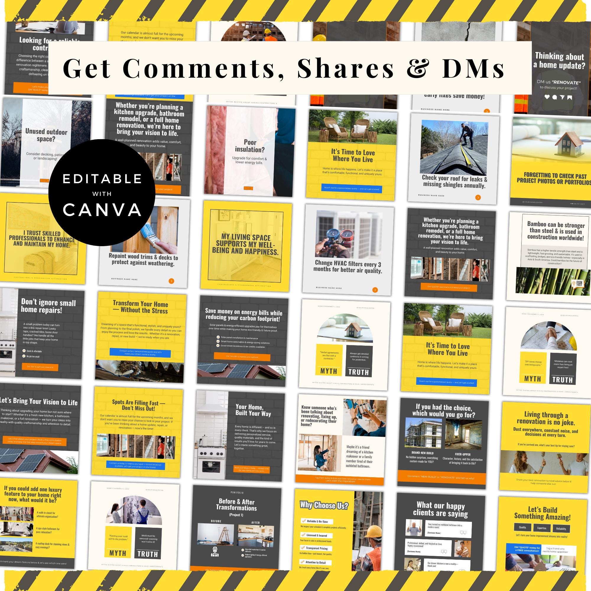 Contractor Posts Contractor Templates for Social Media, Canva Construction Business ...