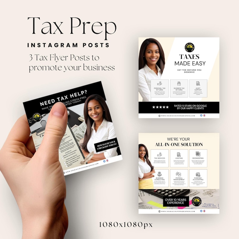 Tax Preparation Flyer Business Card, Tax Flyer Checklist, Tax ...