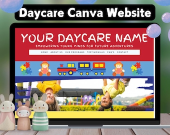 Plantilla de Canva para sitio web de guardería / Sitio web de jardín de infantes / Página de inicio de guardería / Página de inicio de Canva / Sitio web de aprendizaje temprano DIY