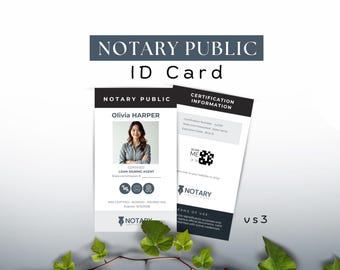 Notary Public ID Card, Editable Notary Badge, Custom Notary ID Download, DIY Printable Notary Canva Template, Instant Download, NtpBlu