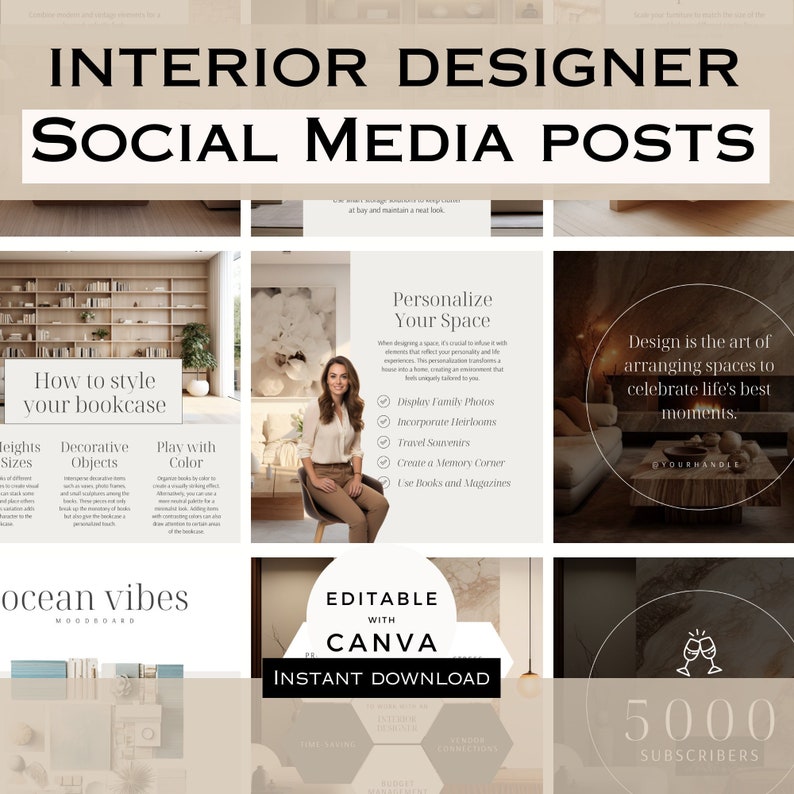 40 Interior Design Social Media Templates, Minimalist Designer Posts ...